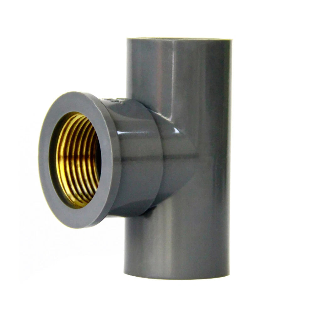 PVC T-Stück 90° Gewinde Fittings PVC-U Reduzierung Verschraubung 20,25,32mm Grau