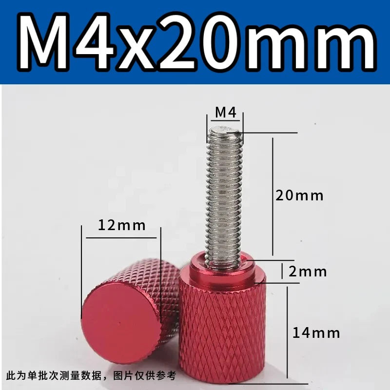 M4 Knurled Thumb Screws,Aluminium Alloy Head & Stainless Steel Stud,6-100mm Bolt