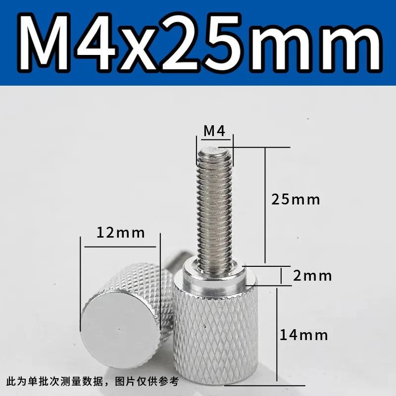 M4 Knurled Thumb Screws,Aluminium Alloy Head & Stainless Steel Stud,6-100mm Bolt