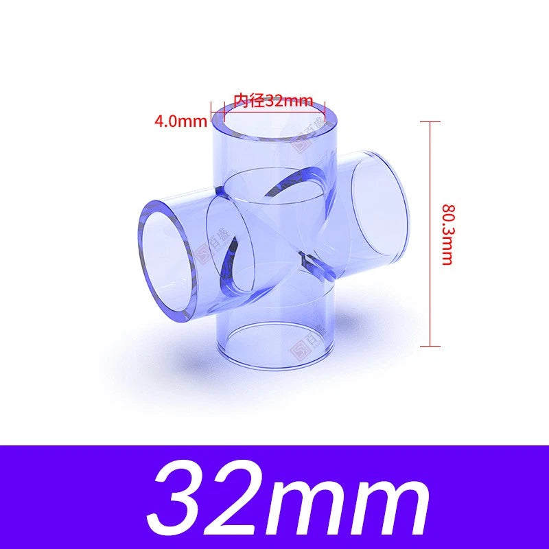 20mm-63mm PVC Klebe Fittings Rohr Muffe Kreuz 4 Wege Verbinder Kupplung Wasser