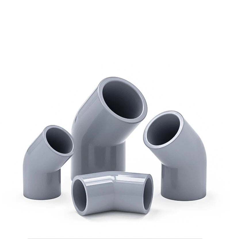 PVC 45° Ellbogen Winkel Klebe Fittings Rohr Grau Muffe Rohrverbinder 20mm~200mm