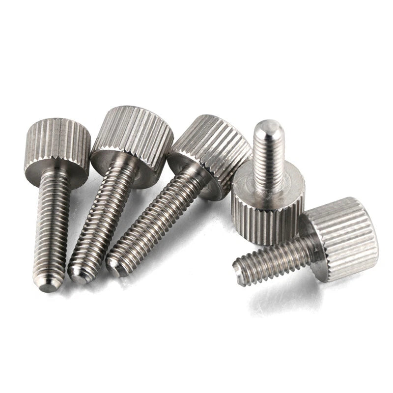 M2–M6 Stainless Steel Knurled Thumb Screws — Cylinder Head Hand Grip Knob Bolts