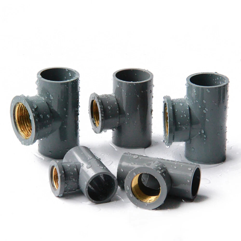 PVC T-Stück 90° Gewinde Fittings PVC-U Reduzierung Verschraubung 20,25,32mm Grau
