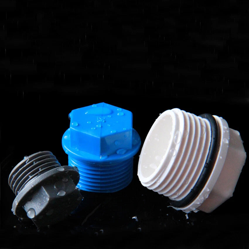 1 2", 3 4", 1" Außengewinde PVC Plastik Rohre-Fittings Stopfen Stecker Weiß,Blau