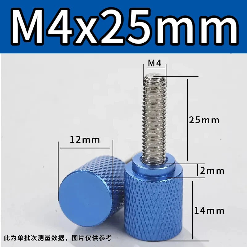 M4 Knurled Thumb Screws,Aluminium Alloy Head & Stainless Steel Stud,6-100mm Bolt