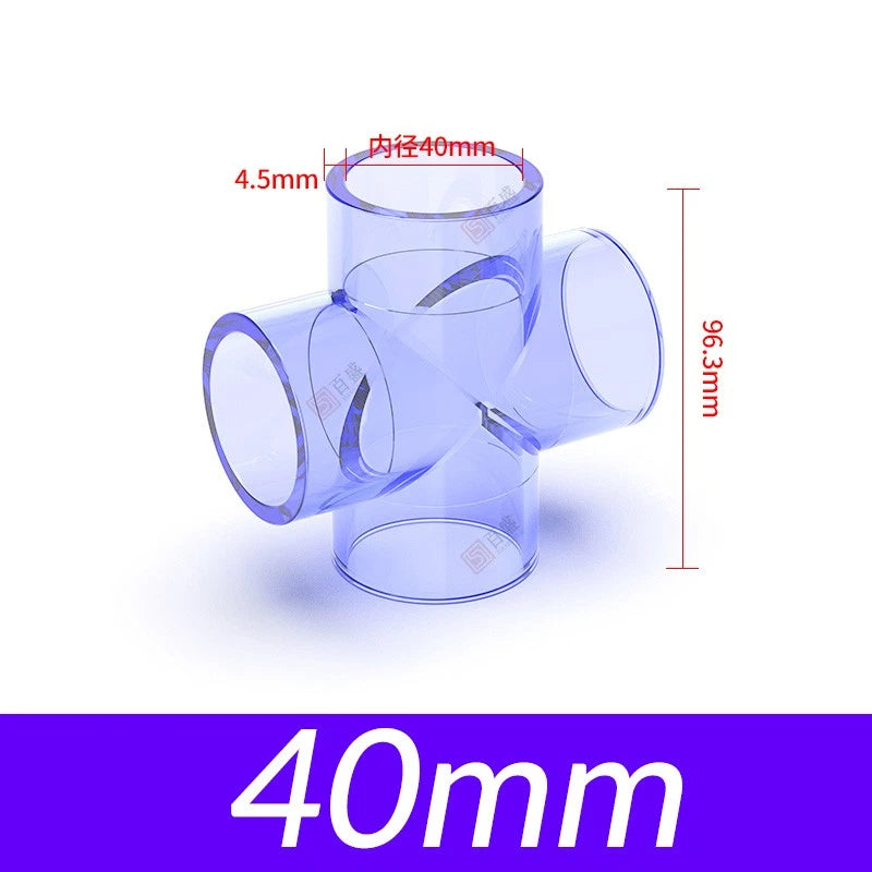 20mm-63mm PVC Klebe Fittings Rohr Muffe Kreuz 4 Wege Verbinder Kupplung Wasser