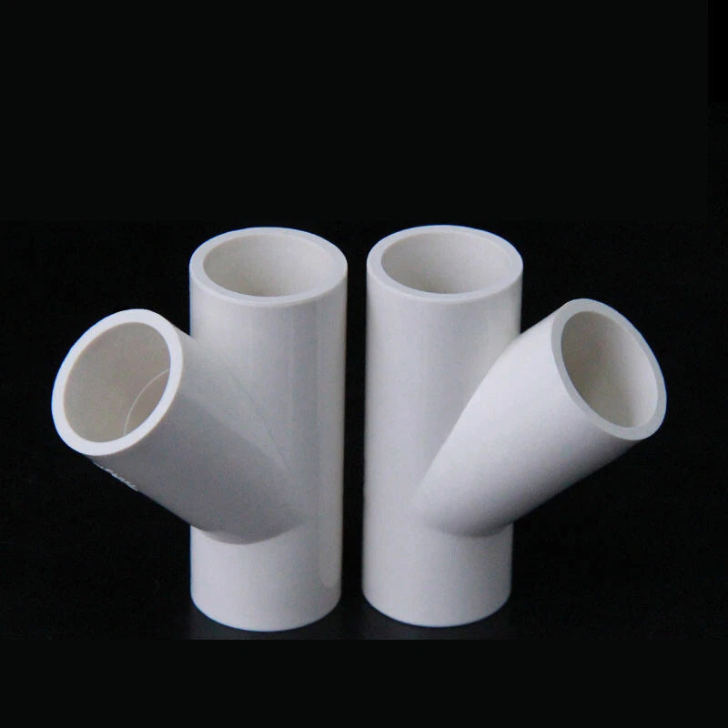 PVC 3-Wege Winkel 45° Rohr-Fittings Klebefittings Muffen 20-50mm Weiß Blau Grau