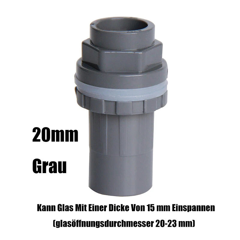 PVC Klebefitting Aquarium Wasser Rohr Fitting 20mm 25mm~50mm Grau Rohrfittings