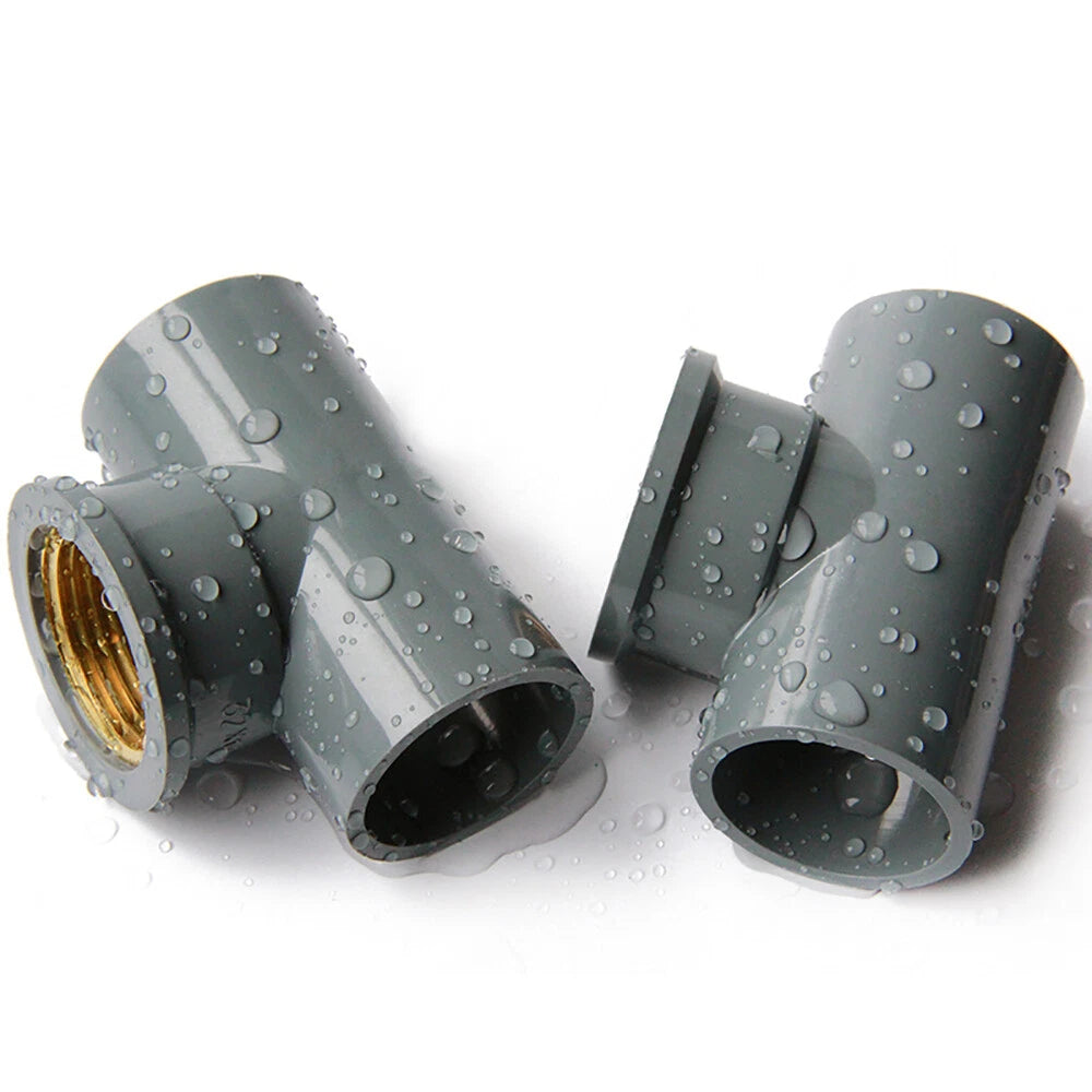 PVC T-Stück 90° Gewinde Fittings PVC-U Reduzierung Verschraubung 20,25,32mm Grau