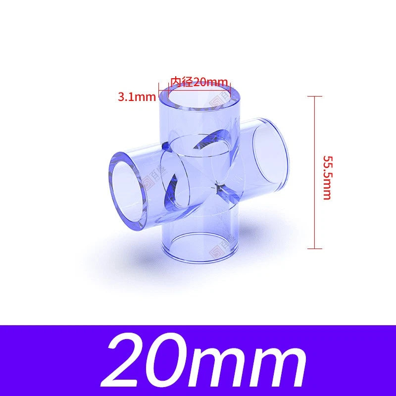 20mm-63mm PVC Klebe Fittings Rohr Muffe Kreuz 4 Wege Verbinder Kupplung Wasser