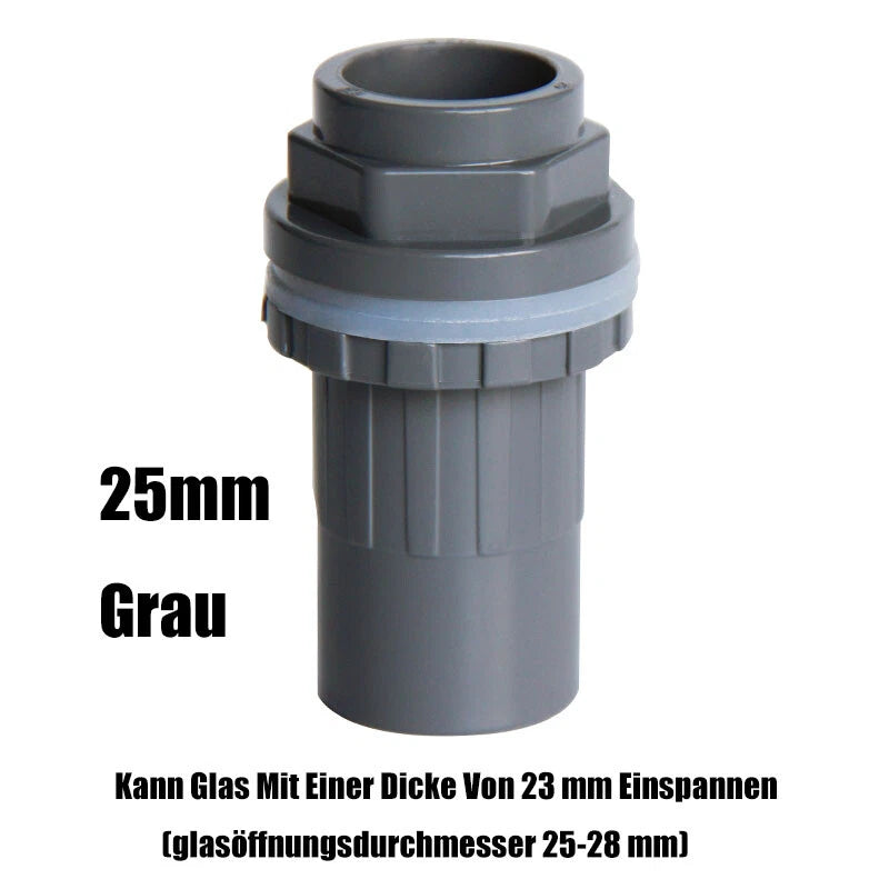 PVC Klebefitting Aquarium Wasser Rohr Fitting 20mm 25mm~50mm Grau Rohrfittings