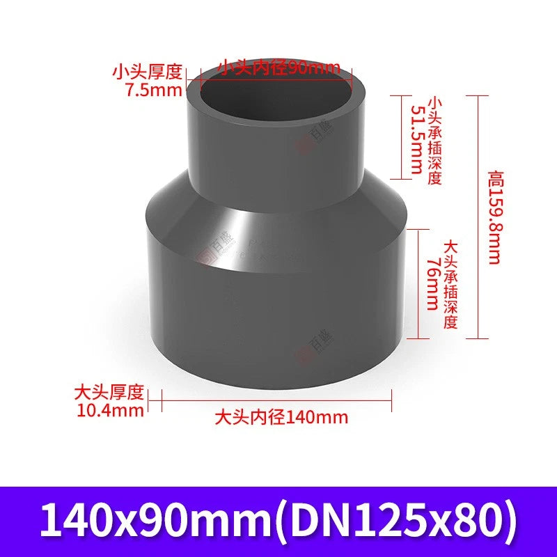 PVC Reduzierstück Muffe Rohr Fitting Klebefittings Lang Konisch I.D 20mm-140mm