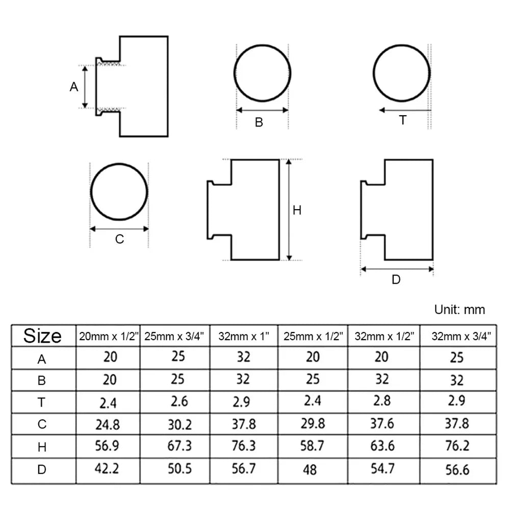 Innengewinde-Kupfer-Rohr Fittings PVC T-Stück Gleiches Reduzierendes Verbinder