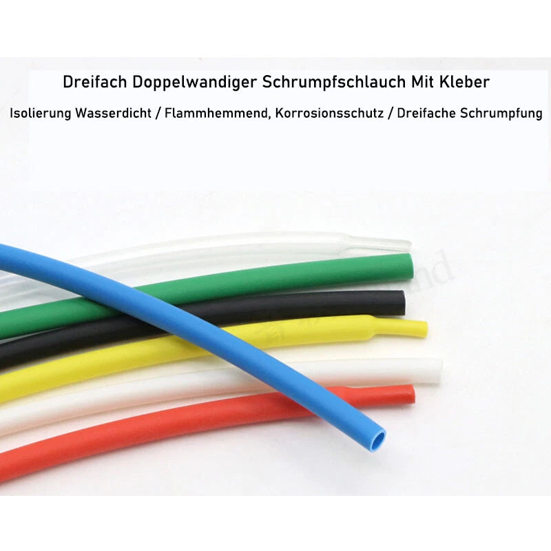 3:1 Dual Wall Adhesive Lined Heat Shrink Tubing — φ1.6mm to φ15.4mm, Multiple Colors