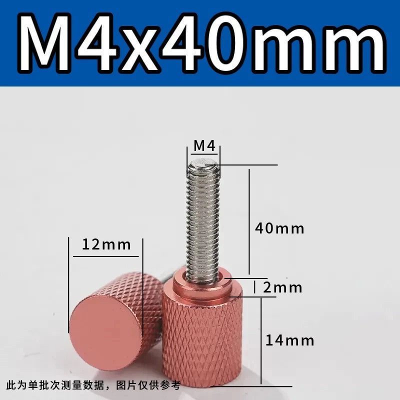 M4 Knurled Thumb Screws,Aluminium Alloy Head & Stainless Steel Stud,6-100mm Bolt
