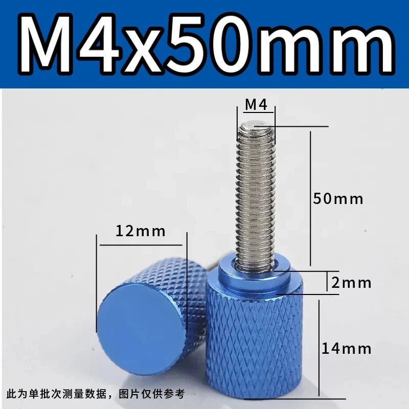M4 Knurled Thumb Screws,Aluminium Alloy Head & Stainless Steel Stud,6-100mm Bolt