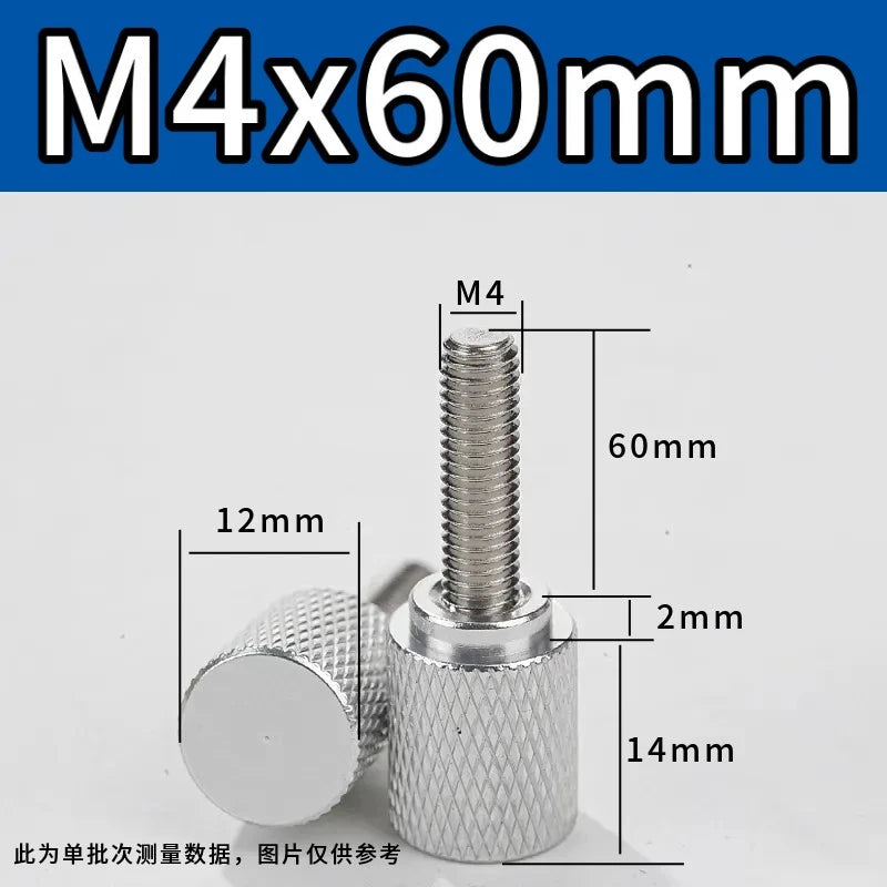 M4 Knurled Thumb Screws,Aluminium Alloy Head & Stainless Steel Stud,6-100mm Bolt