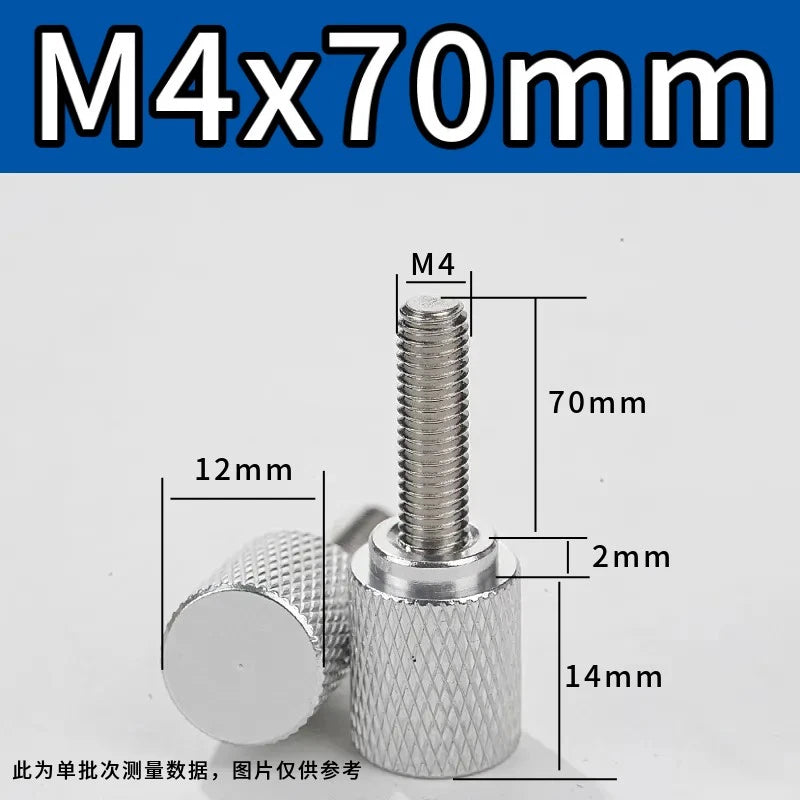 M4 Knurled Thumb Screws,Aluminium Alloy Head & Stainless Steel Stud,6-100mm Bolt