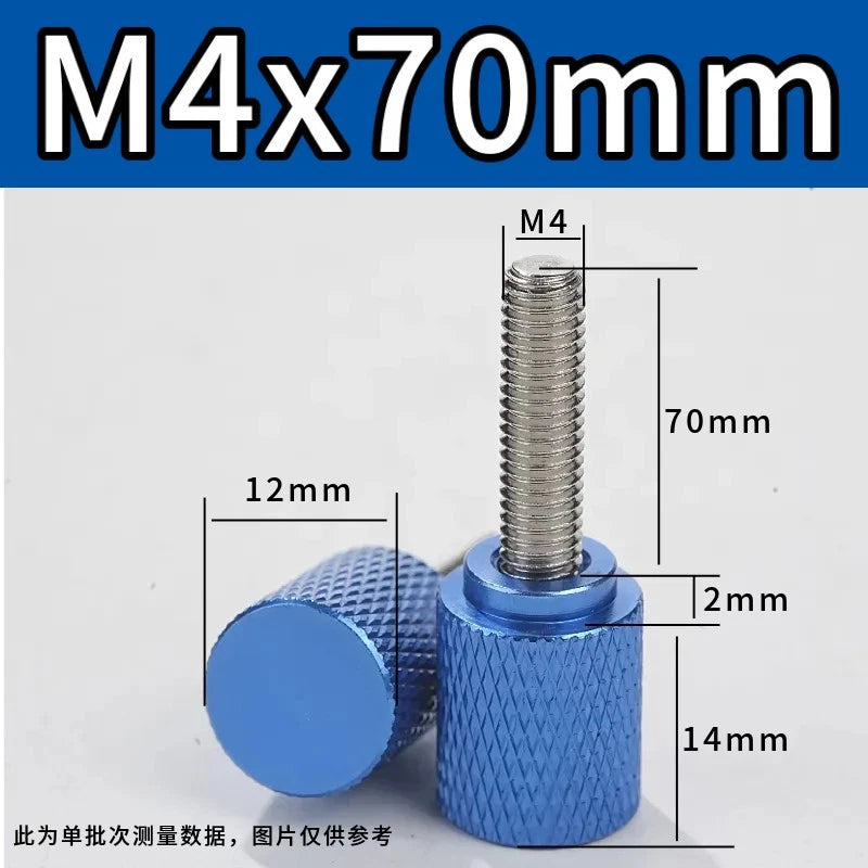 M4 Knurled Thumb Screws,Aluminium Alloy Head & Stainless Steel Stud,6-100mm Bolt