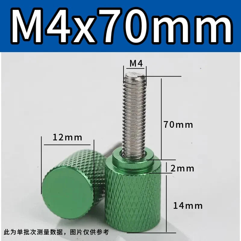 M4 Knurled Thumb Screws,Aluminium Alloy Head & Stainless Steel Stud,6-100mm Bolt