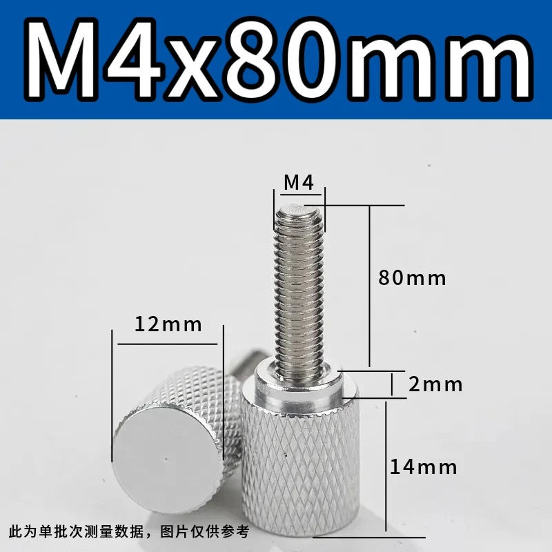 M4 Knurled Thumb Screws,Aluminium Alloy Head & Stainless Steel Stud,6-100mm Bolt