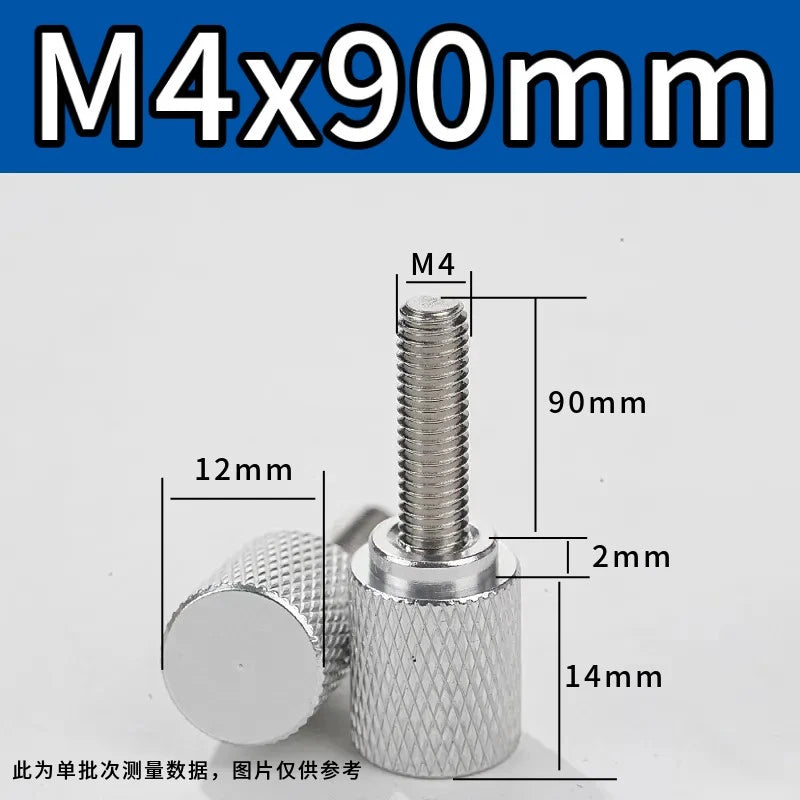 M4 Knurled Thumb Screws,Aluminium Alloy Head & Stainless Steel Stud,6-100mm Bolt