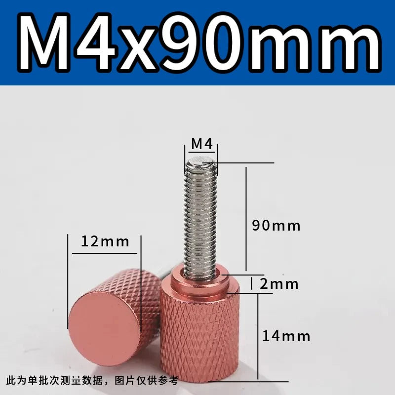 M4 Knurled Thumb Screws,Aluminium Alloy Head & Stainless Steel Stud,6-100mm Bolt