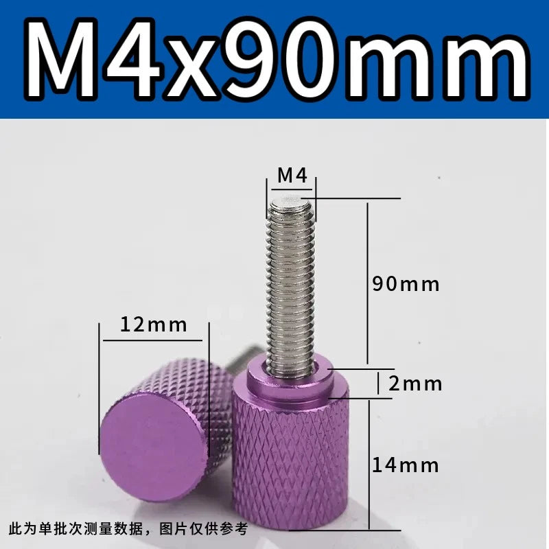 M4 Knurled Thumb Screws,Aluminium Alloy Head & Stainless Steel Stud,6-100mm Bolt