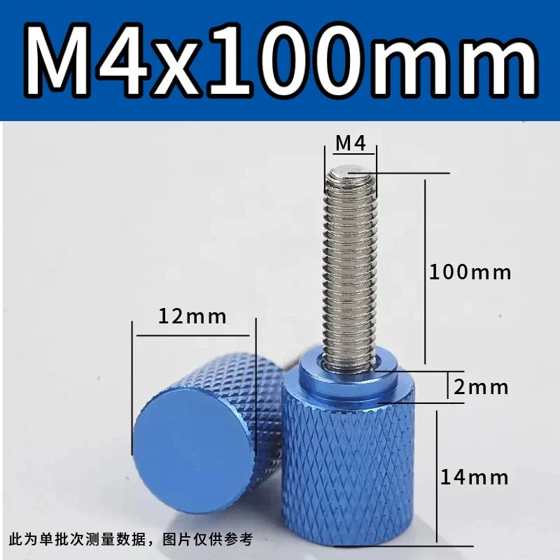 M4 Knurled Thumb Screws,Aluminium Alloy Head & Stainless Steel Stud,6-100mm Bolt