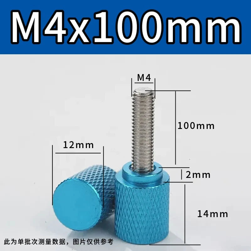 M4 Knurled Thumb Screws,Aluminium Alloy Head & Stainless Steel Stud,6-100mm Bolt