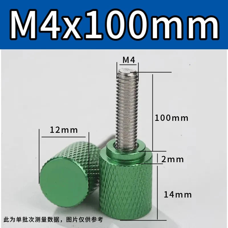 M4 Knurled Thumb Screws,Aluminium Alloy Head & Stainless Steel Stud,6-100mm Bolt