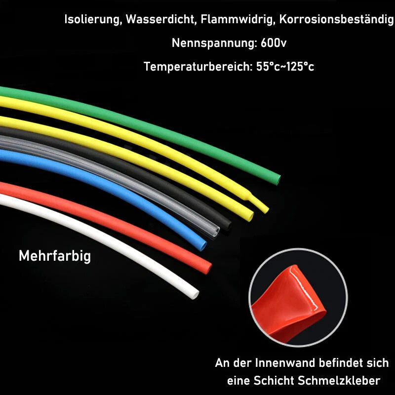 3:1 Dual Wall Adhesive Lined Heat Shrink Tubing — φ1.6mm to φ15.4mm, Multiple Colors