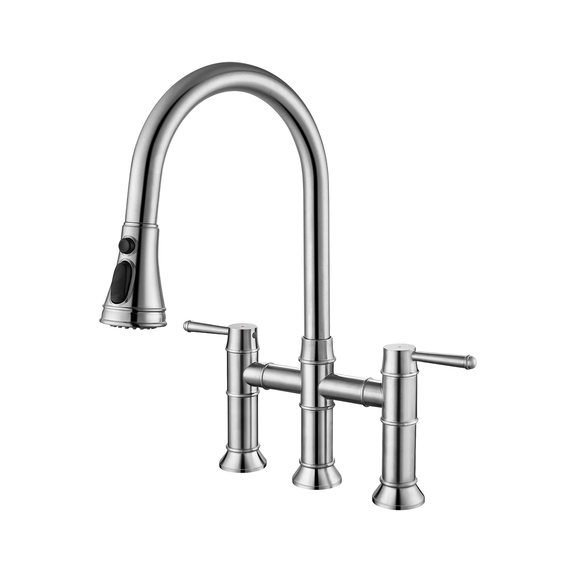 Bridge Kitchen Faucet Pull Down Sprayer Spot Free Stainless Steel Commercial Grade