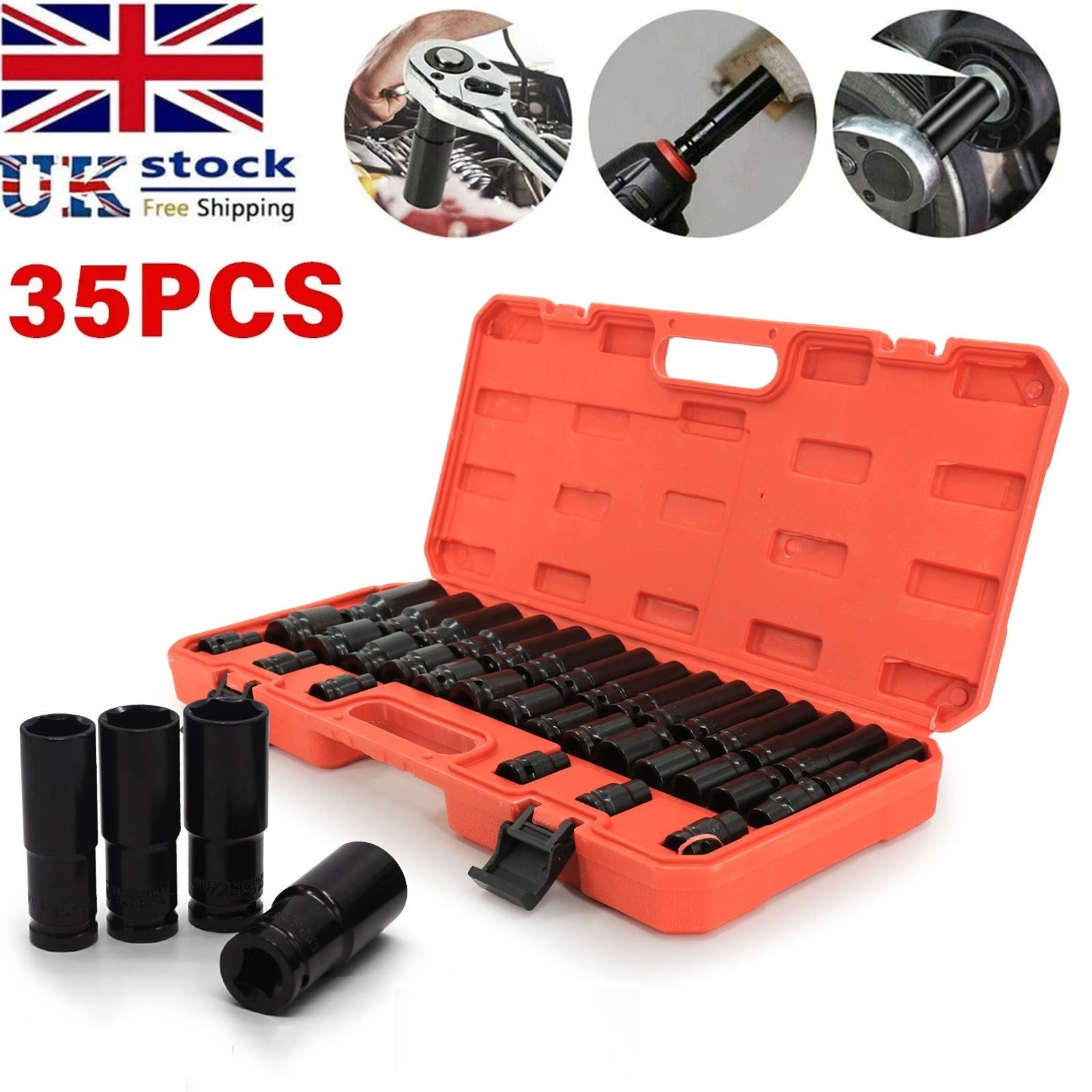 46Pcs 1/4" Drive Socket Set & Screwdriver Bits Ratchet Wrench Drill Bits Set