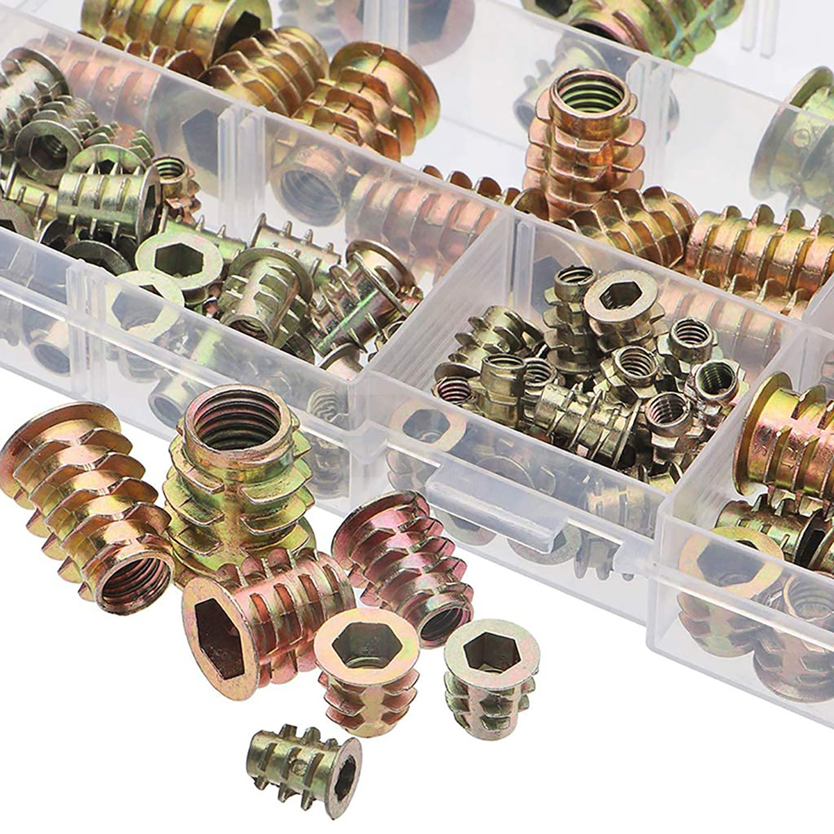 230x M4-M10 Threaded Inserts Nuts Set Hex Drive Fixing Type D Wood Screw Inserts