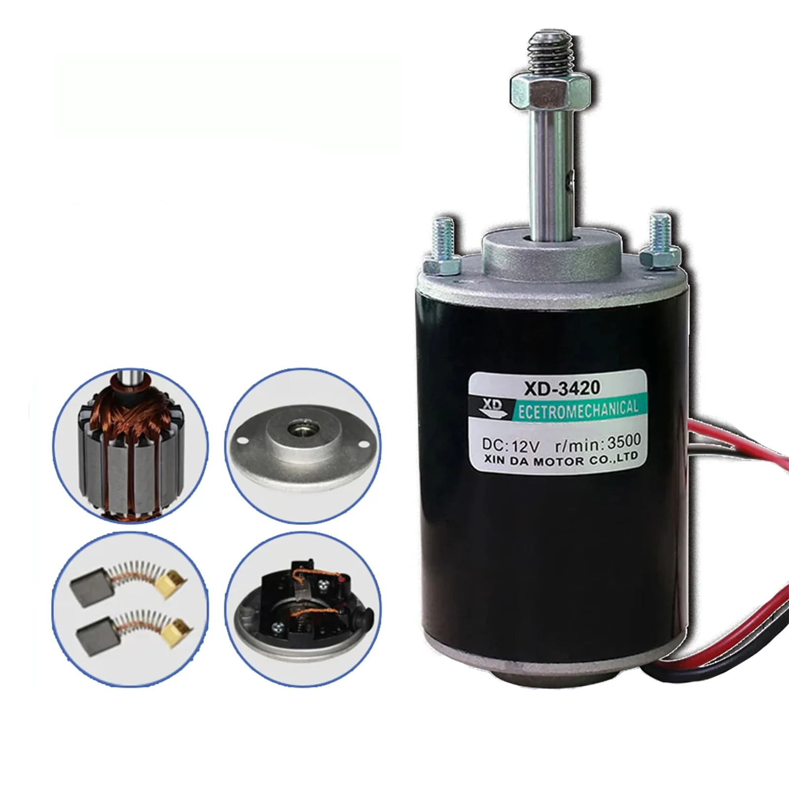 DC 12/24V Permanent Magnet High Speed Mini Motor 30W CW/CCW 3500/7000RPM XD-3420