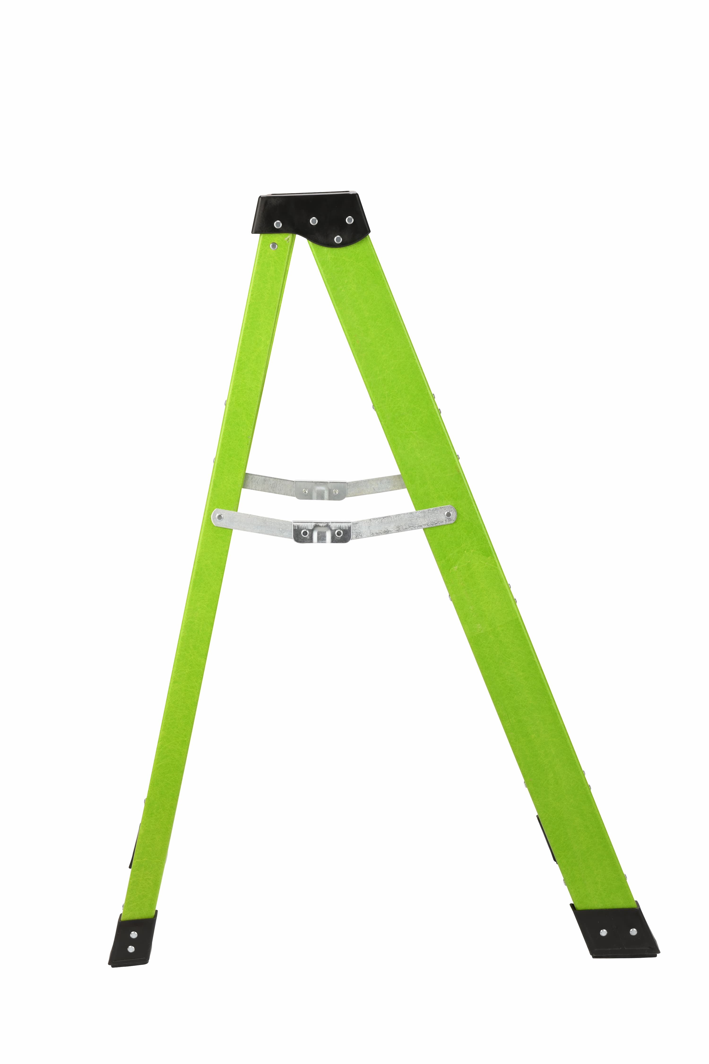 Fiberglass Step Ladder — Non‑Conductive, 330 lb Capacity, Safety Green, 11" Step Spacing