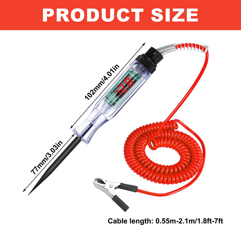 3 - 24V Car Digital Electric Voltage Circuit Tester Truck Automotive Light Test - HomeDIYer