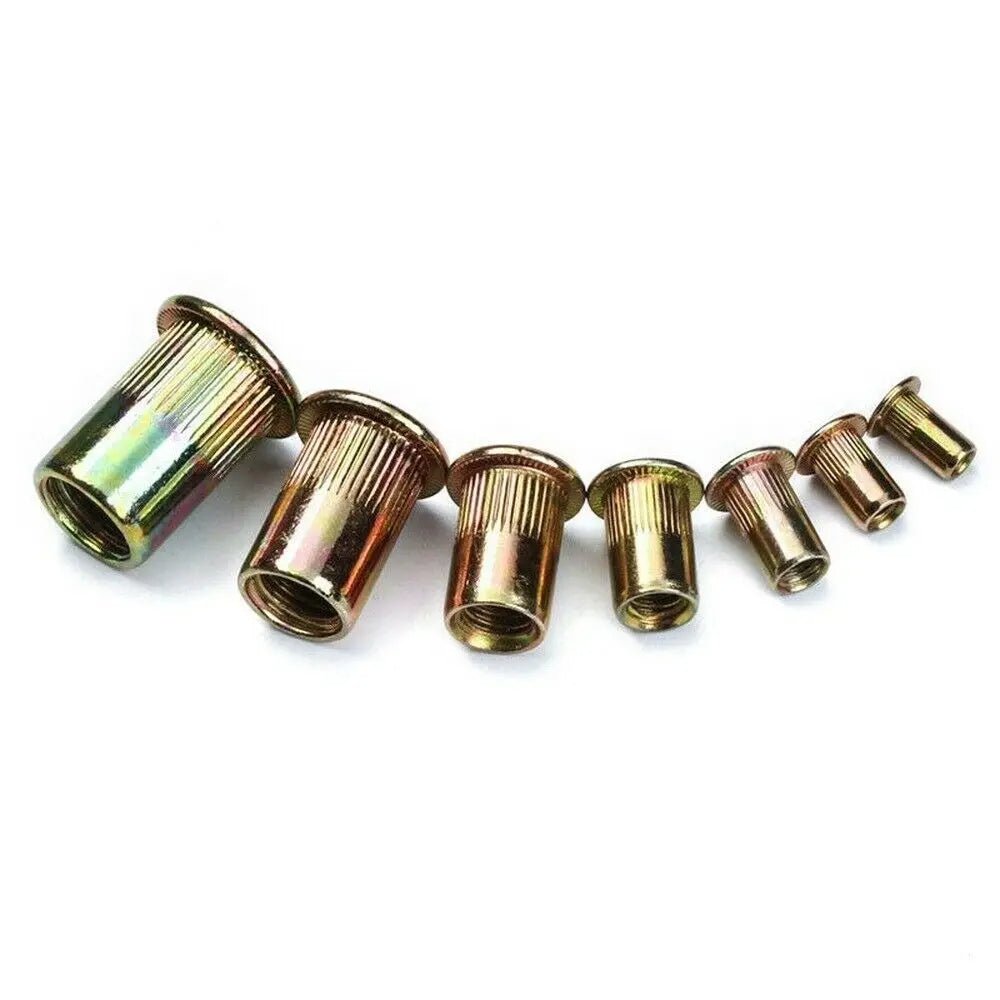 165PCS Carbon Steel Rivet Nuts M3 M4 M5 M6 M8 M10 Flat Head Rivet Nuts Set Nuts Insert Reveting Multi Size Collocation - HomeDIYer