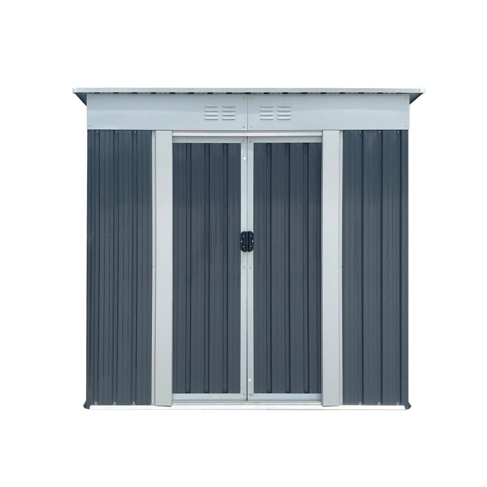6x4FT Outdoor Metal Storage Shed | Galvanized Steel Garden Shed with Sliding Door - HomeDIYer