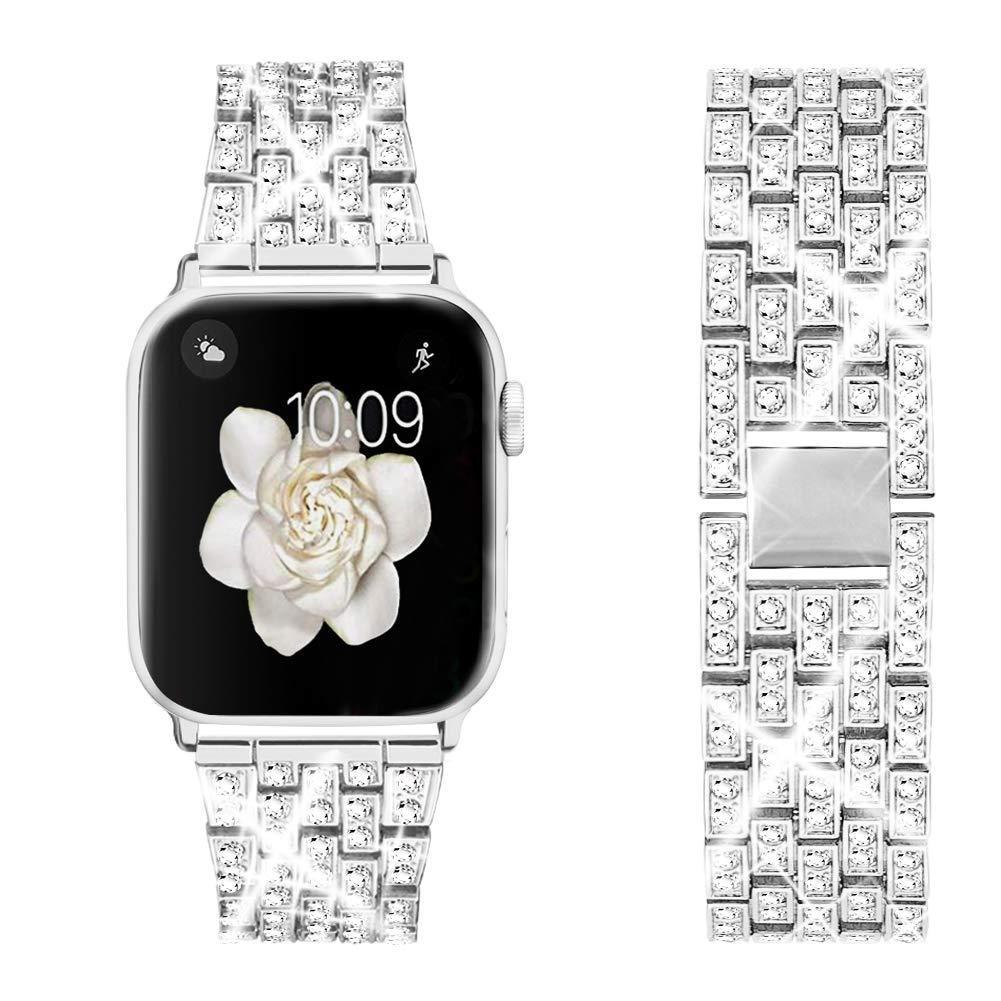 Diamond Studded Apple Watch Band with Connector 38 40 41 42 44 45 49mm