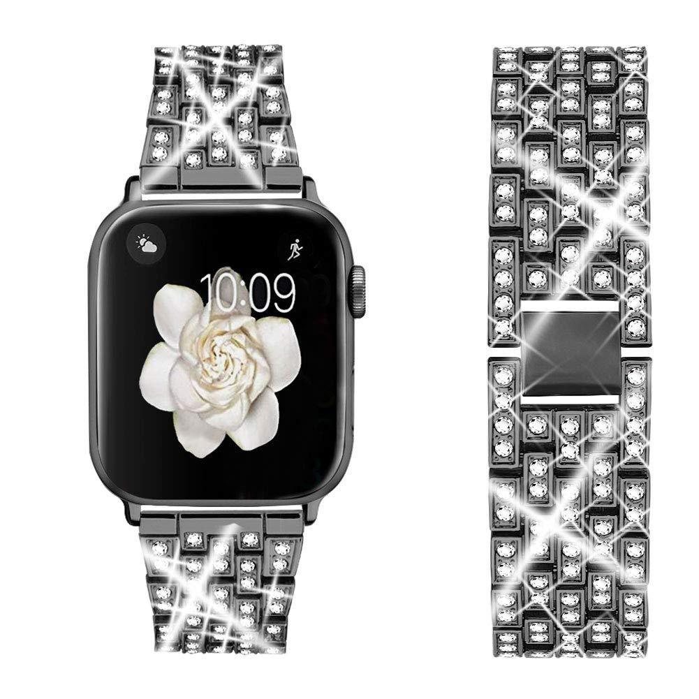 Diamond Studded Apple Watch Band with Connector 38 40 41 42 44 45 49mm