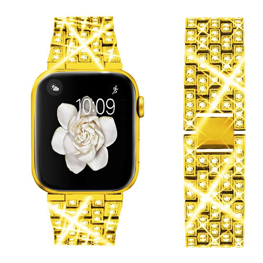 Diamond Studded Apple Watch Band with Connector 38 40 41 42 44 45 49mm