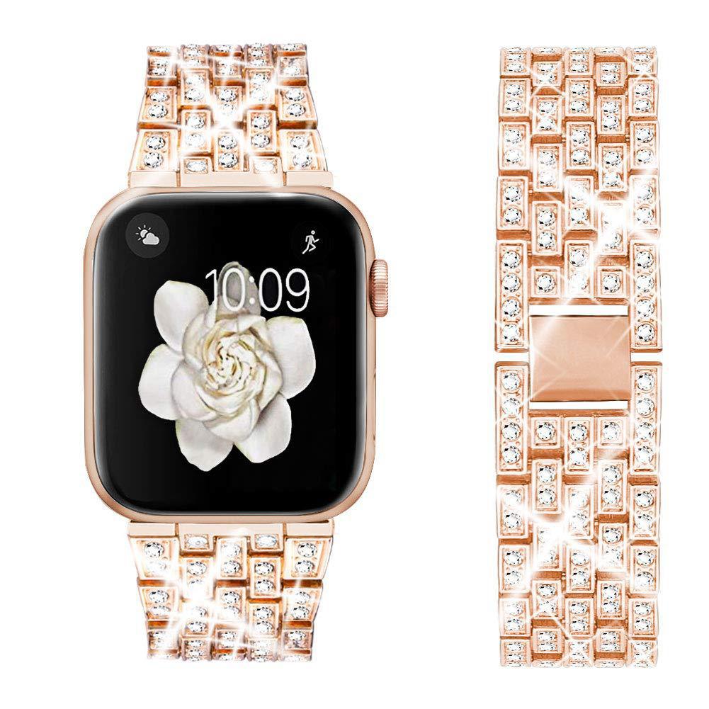 Diamond Studded Apple Watch Band with Connector 38 40 41 42 44 45 49mm