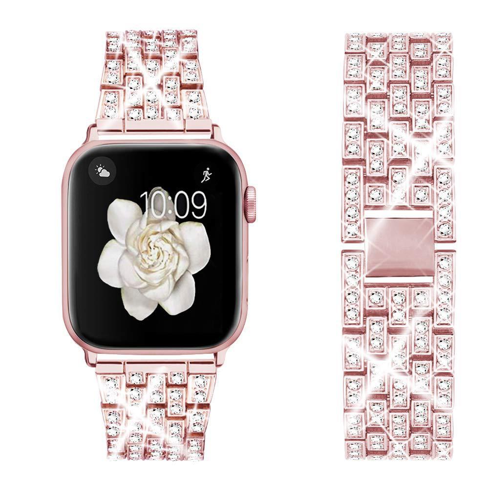 Diamond Studded Apple Watch Band with Connector 38 40 41 42 44 45 49mm