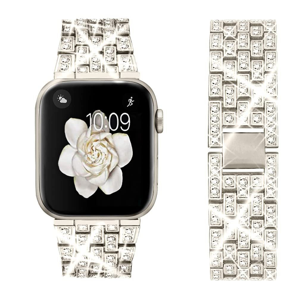 Diamond Studded Apple Watch Band with Connector 38 40 41 42 44 45 49mm