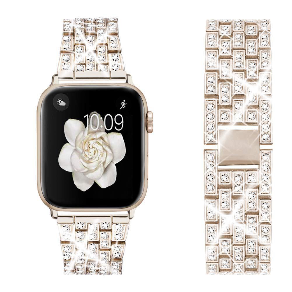 Diamond Studded Apple Watch Band with Connector 38 40 41 42 44 45 49mm