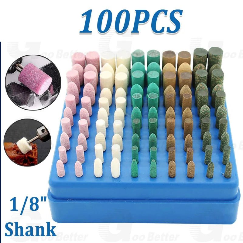 Diamond Buffing Polishing Grinding Bit Set 100 Pcs Accessory Dremel Rotary Tool - HomeDIYer