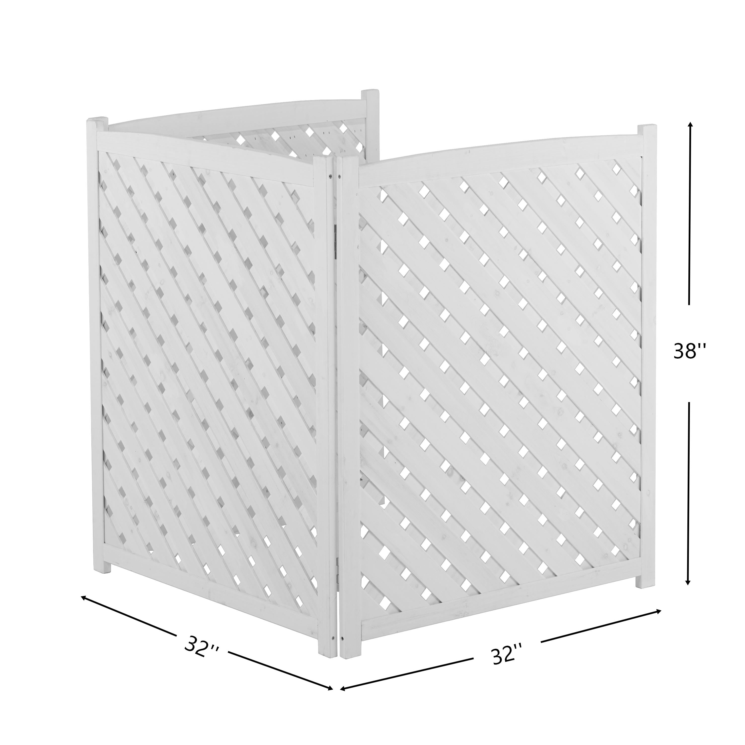 3‑Panel Solid Wood Outdoor Privacy Screen — 32" W x 38" H, AC Fence, Trash Can Enclosure, White