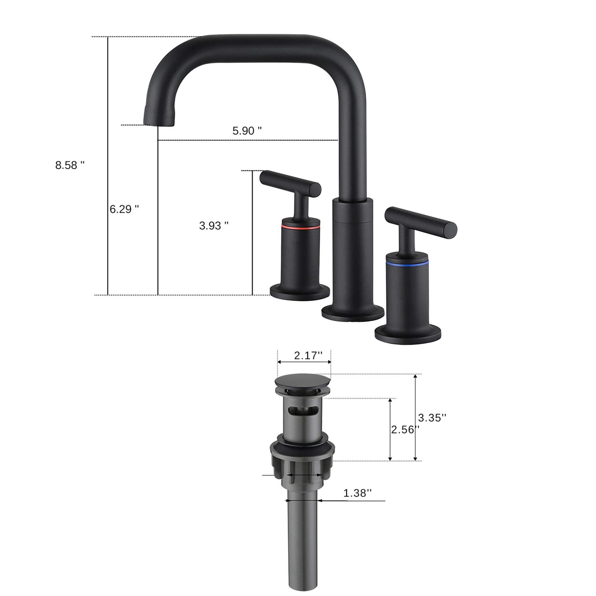 8 Inch Widespread Bathroom Sink Faucet with Pop-Up Drain